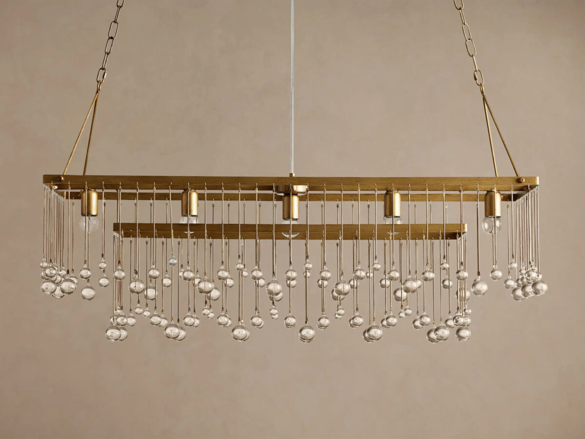 GV Iron Chandelier Aubrey Rectangular Glass Drop Light - Image 12