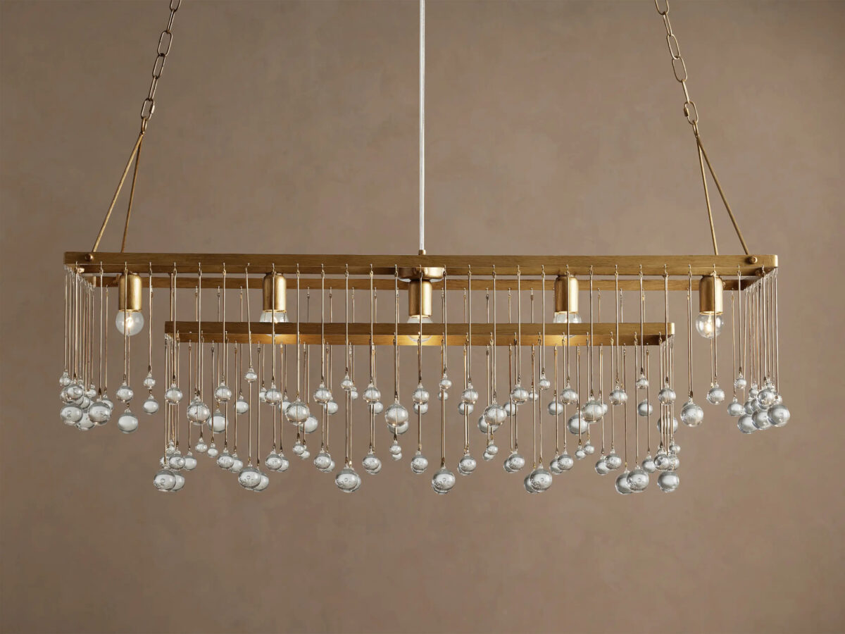 GV Iron Chandelier Aubrey Rectangular Glass Drop Light - Image 11