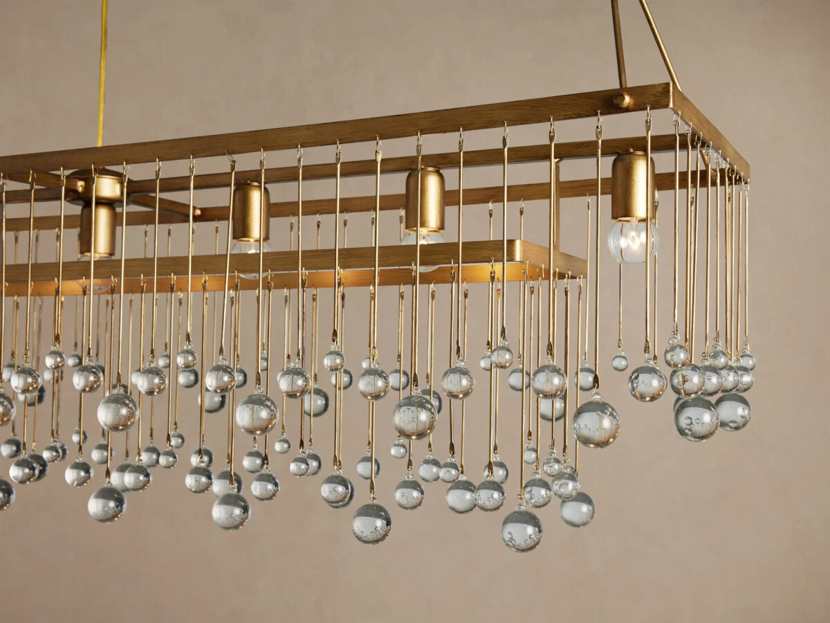GV Iron Chandelier Aubrey Rectangular Glass Drop Light - Image 16