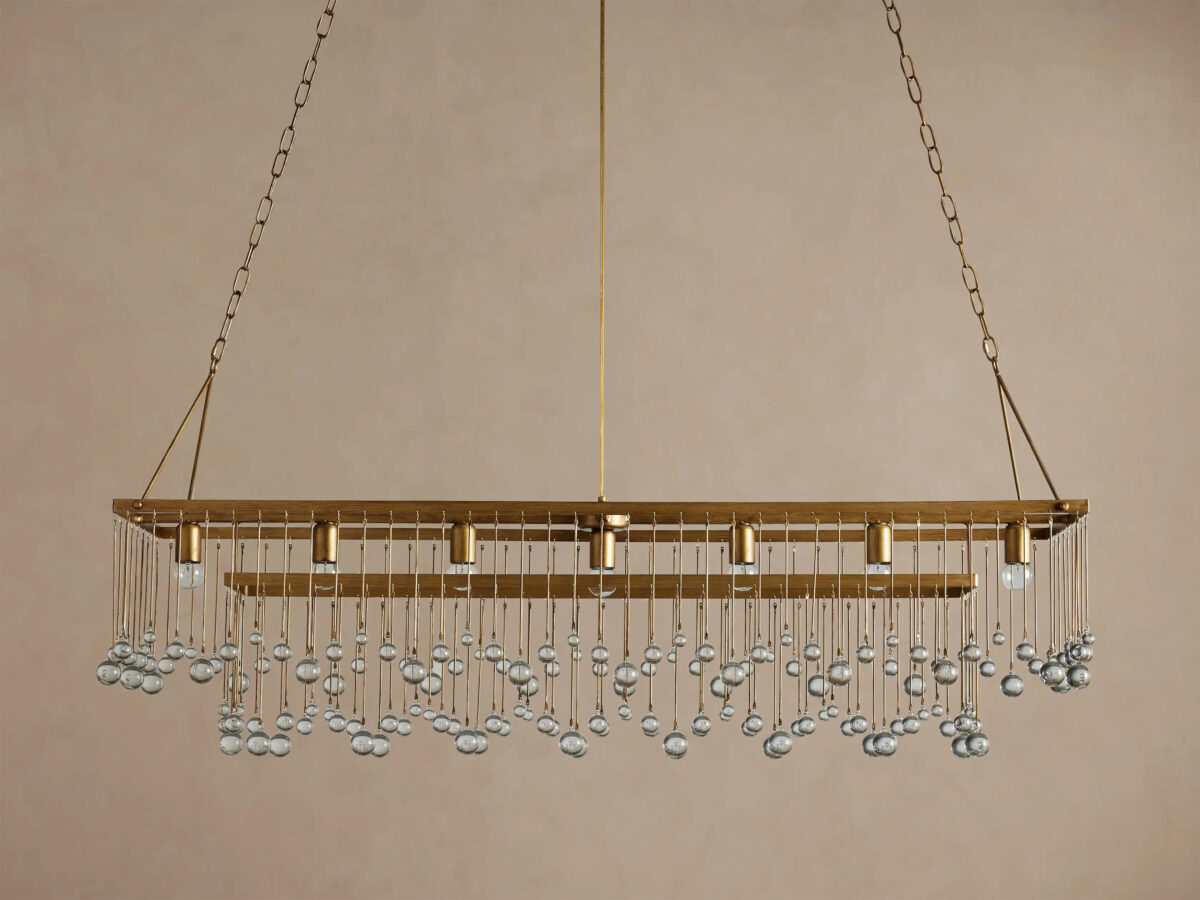 GV Iron Chandelier Aubrey Rectangular Glass Drop Light - Image 15