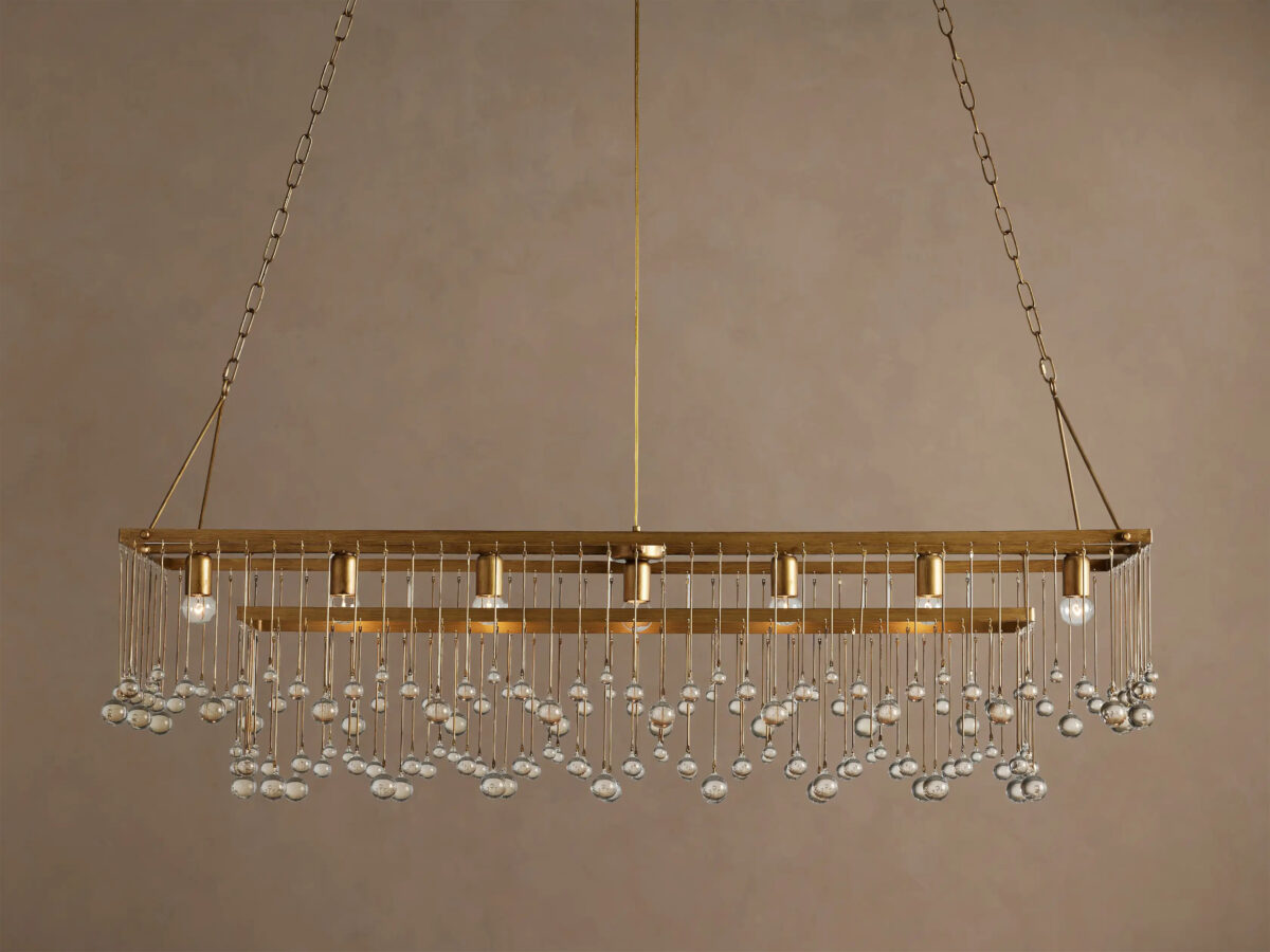 GV Iron Chandelier Aubrey Rectangular Glass Drop Light - Image 14