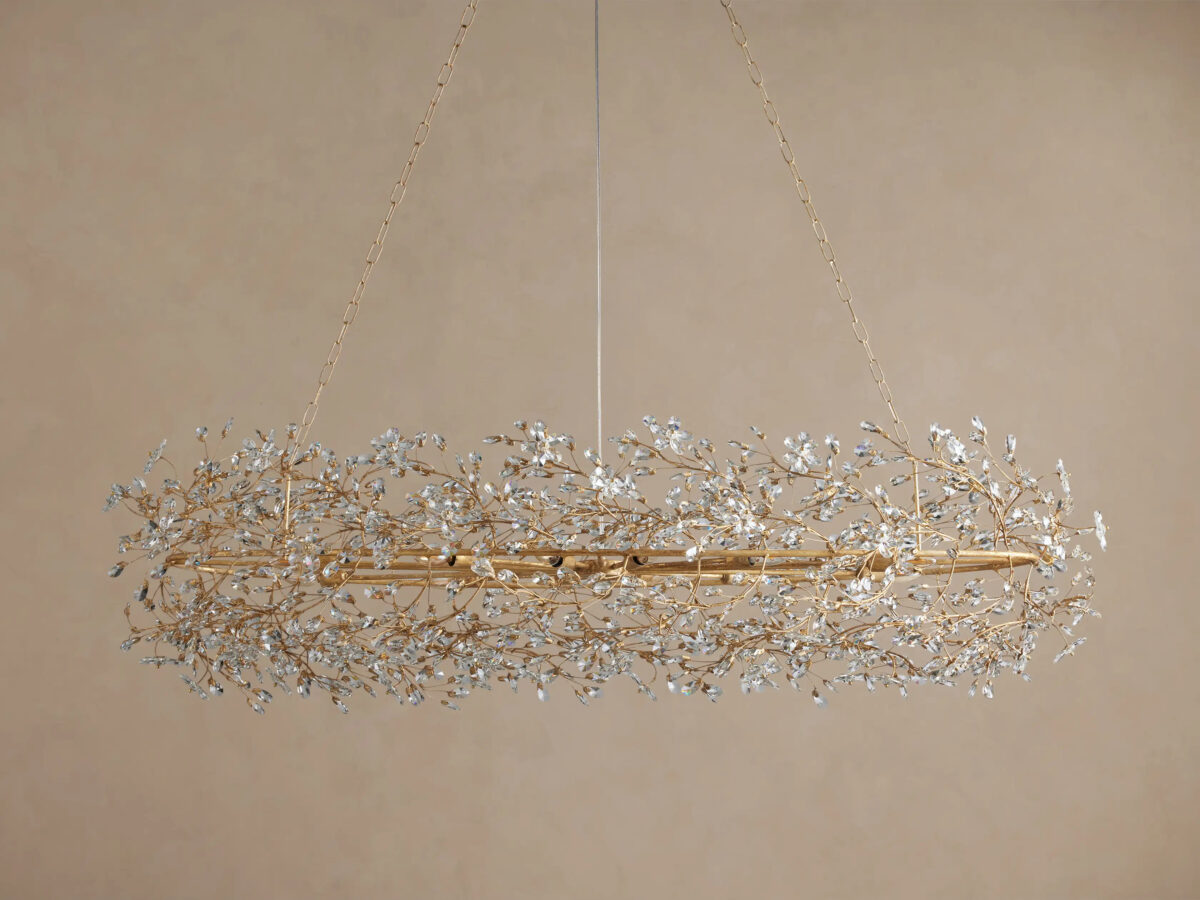 GV Fiore Iron Oval Chandelier with Crystal Floral Details - Image 2
