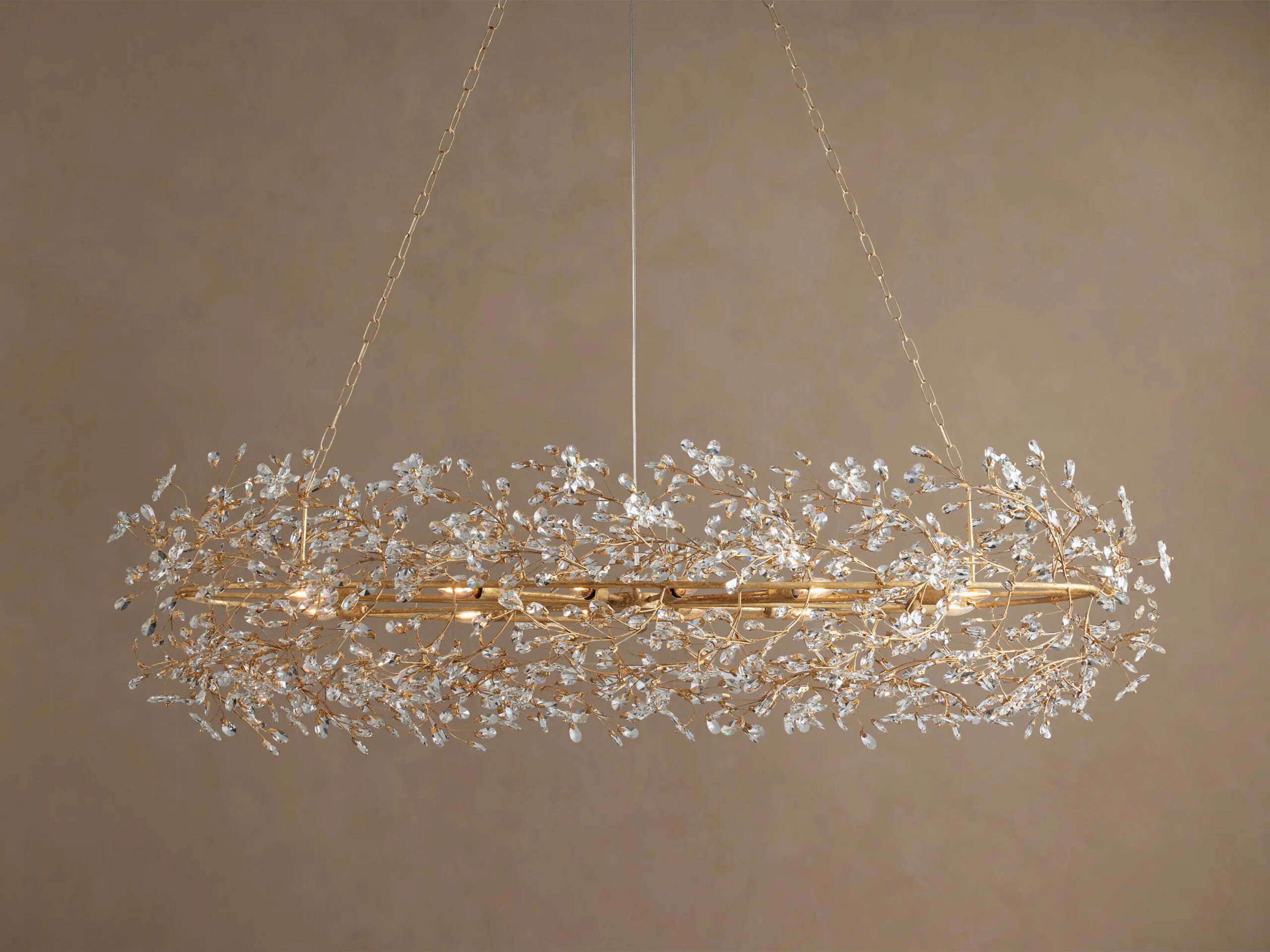 66636H685_RTCB260119 GV Fiore Iron Oval Chandelier with Crystal Floral Details - Image 1