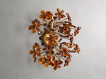 GV Fiore Floral Brass Sconce with Amber Glass