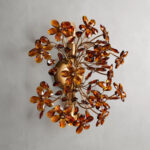 GV Fiore Floral Brass Sconce with Amber Glass