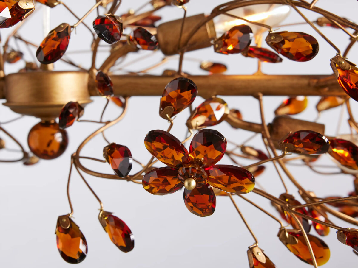 GV Fiore 51 Inch Brass Chandelier with Amber Glass - Image 3