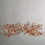 GV Fiore 51 Inch Brass Chandelier with Amber Glass