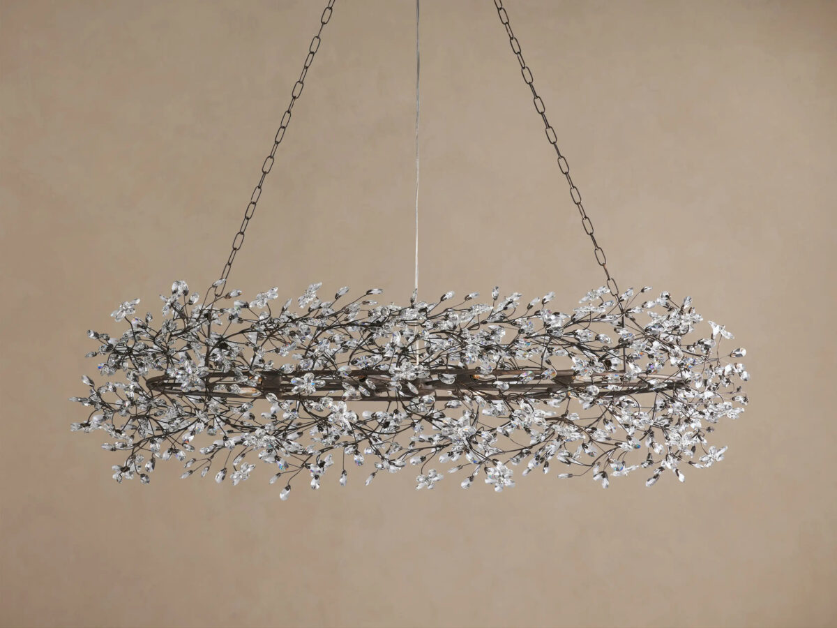 GV Fiore Iron Oval Chandelier with Crystal Floral Details - Image 21