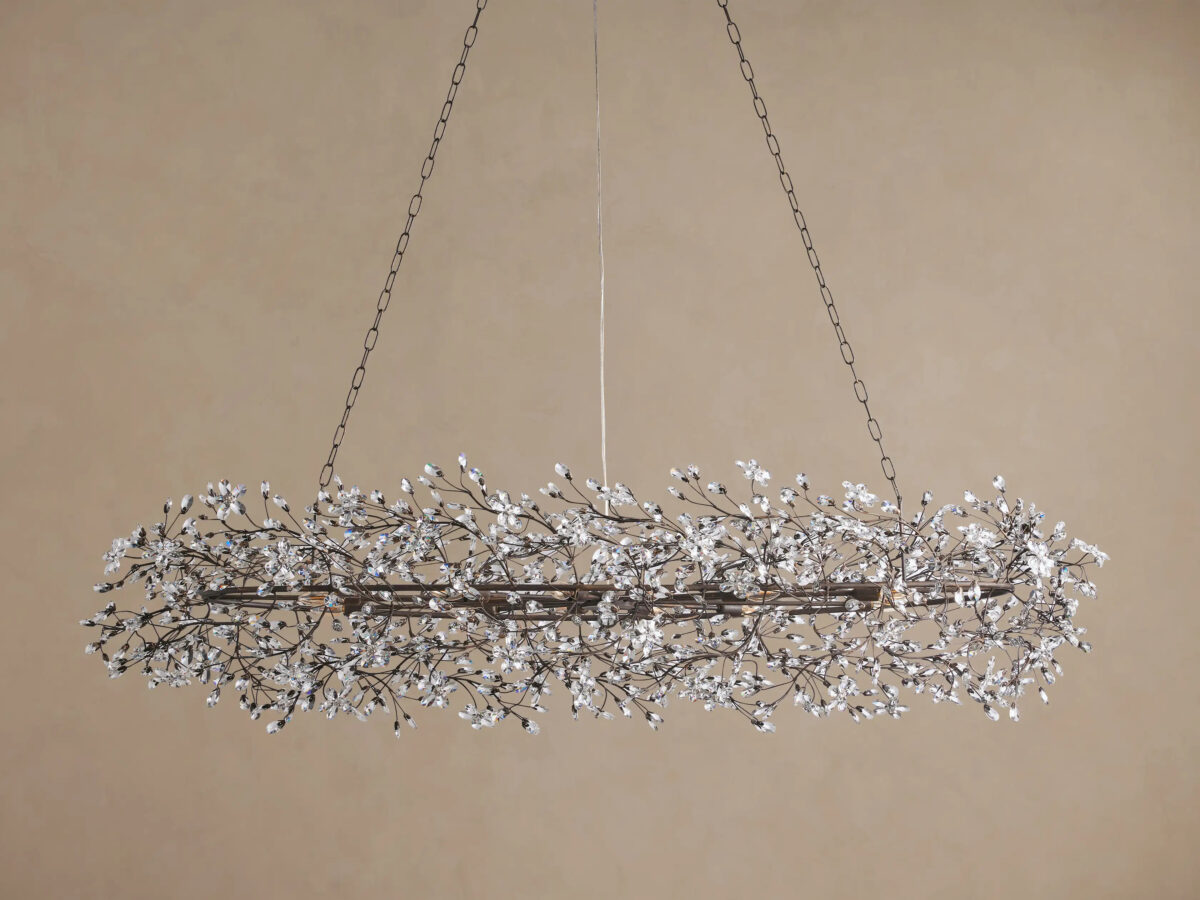 GV Fiore Iron Oval Chandelier with Crystal Floral Details - Image 17