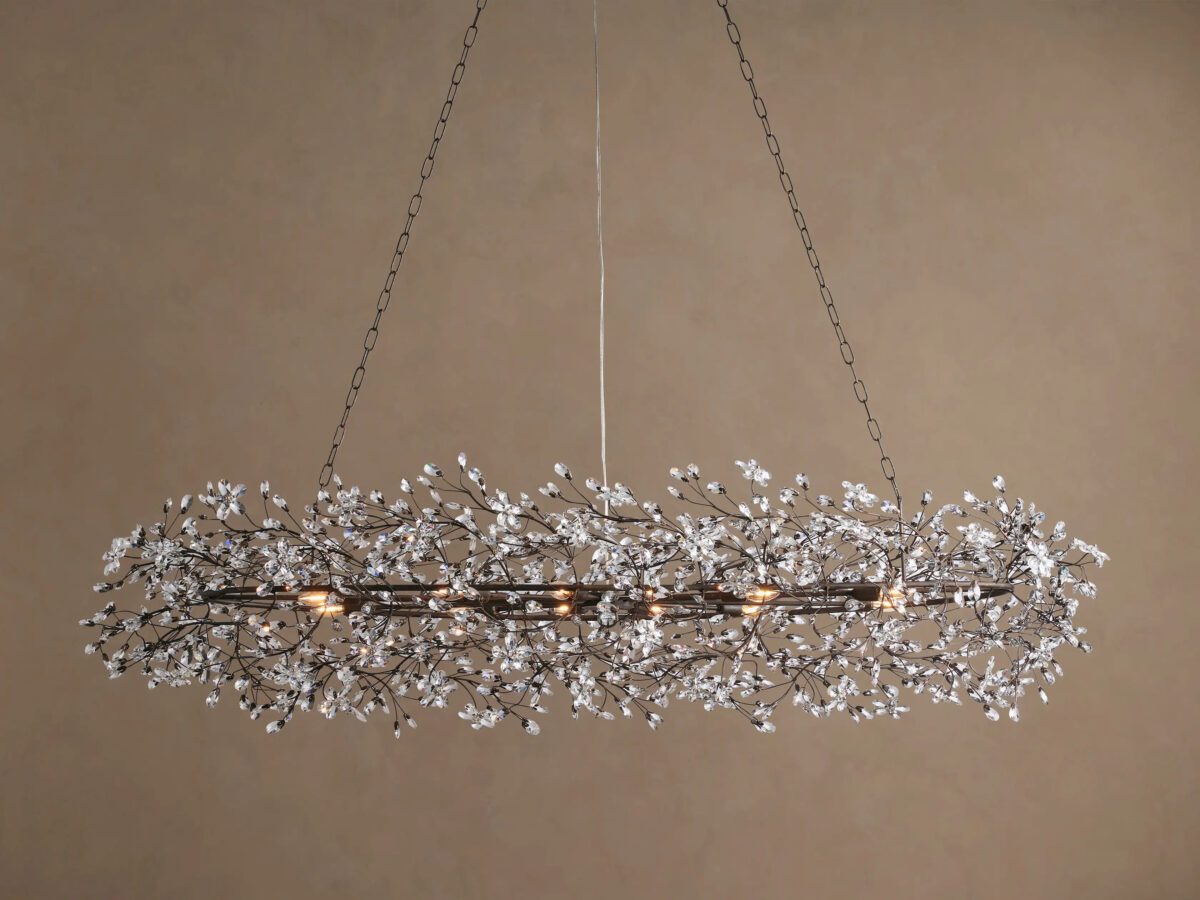 GV Fiore Iron Oval Chandelier with Crystal Floral Details - Image 16