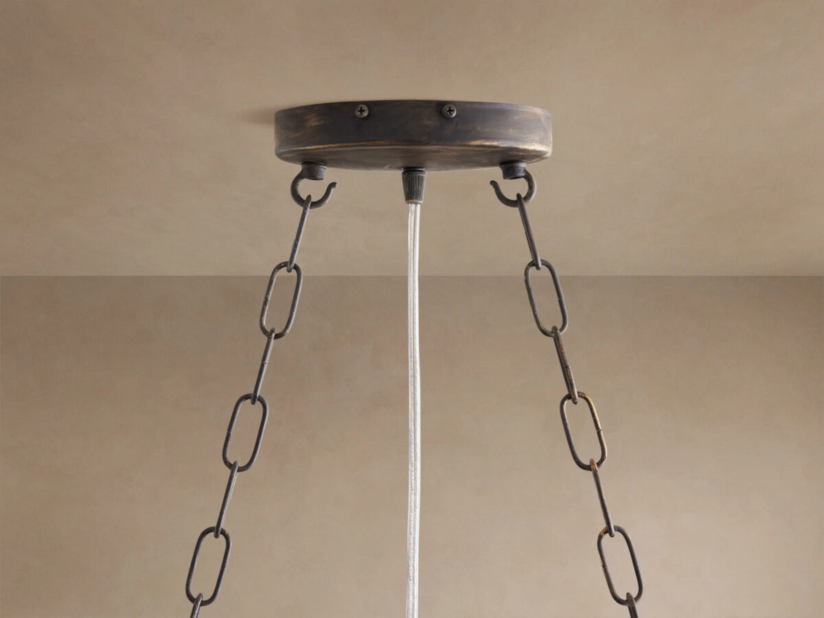 GV Oval Iron Chandelier in Bronze with Smoke Glass - Image 4