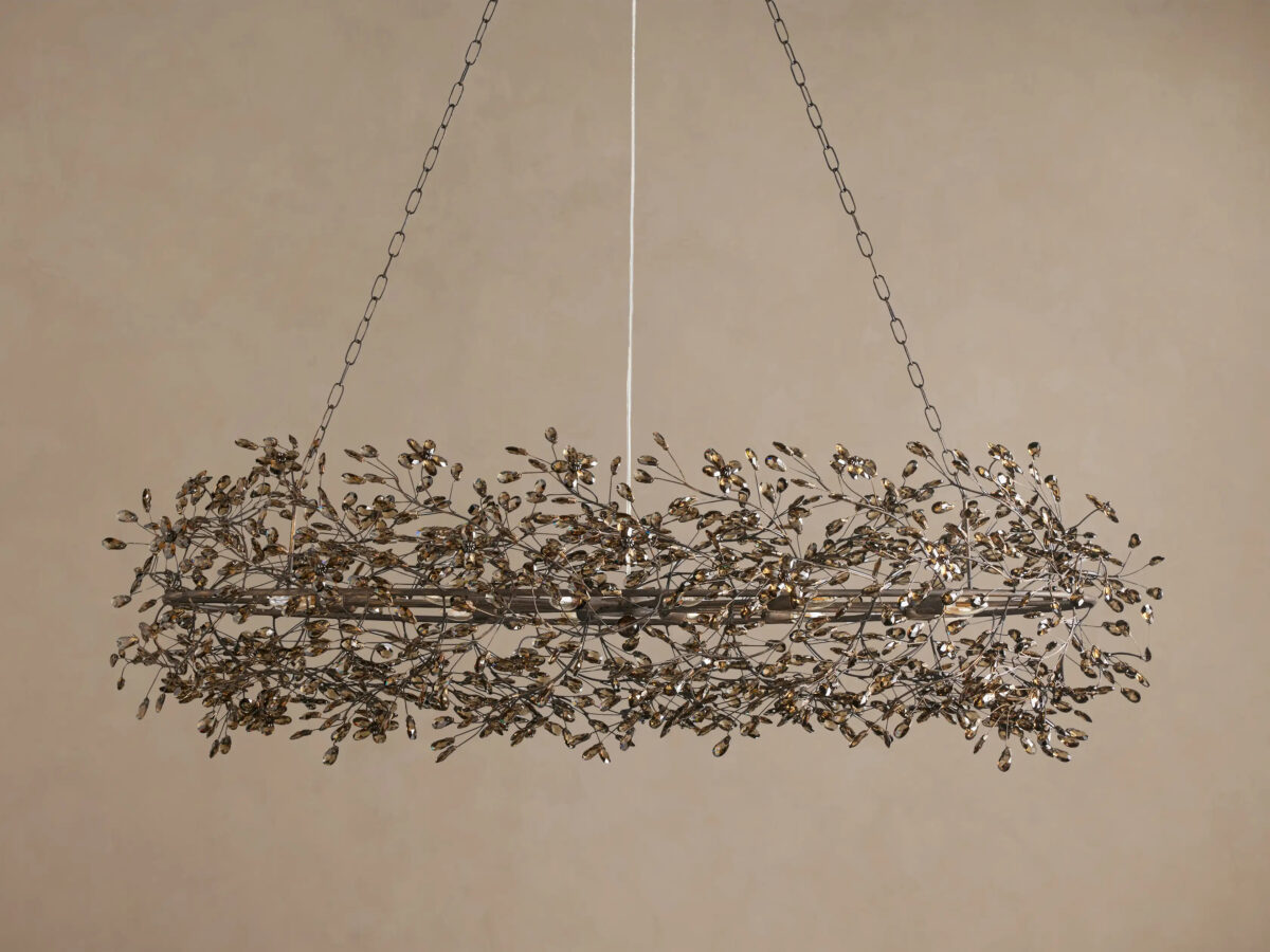 GV Oval Iron Chandelier in Bronze with Smoke Glass - Image 2