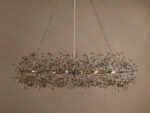 GV Oval Iron Chandelier in Bronze with Smoke Glass