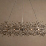 GV Oval Iron Chandelier in Bronze with Smoke Glass