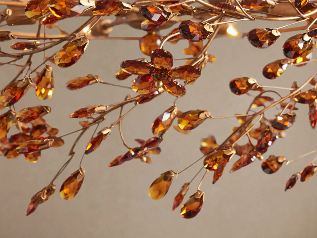 GV Fiore Crown Brass Chandelier with Amber Glass - Image 7