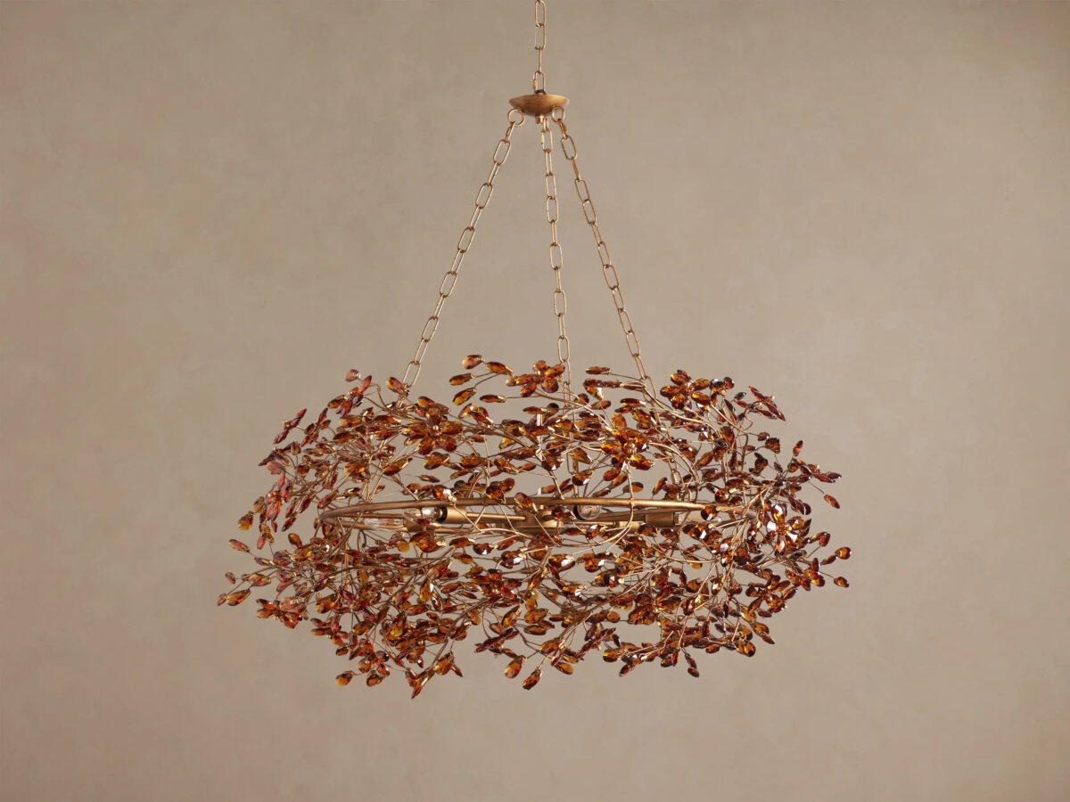 GV Fiore Crown Brass Chandelier with Amber Glass - Image 6