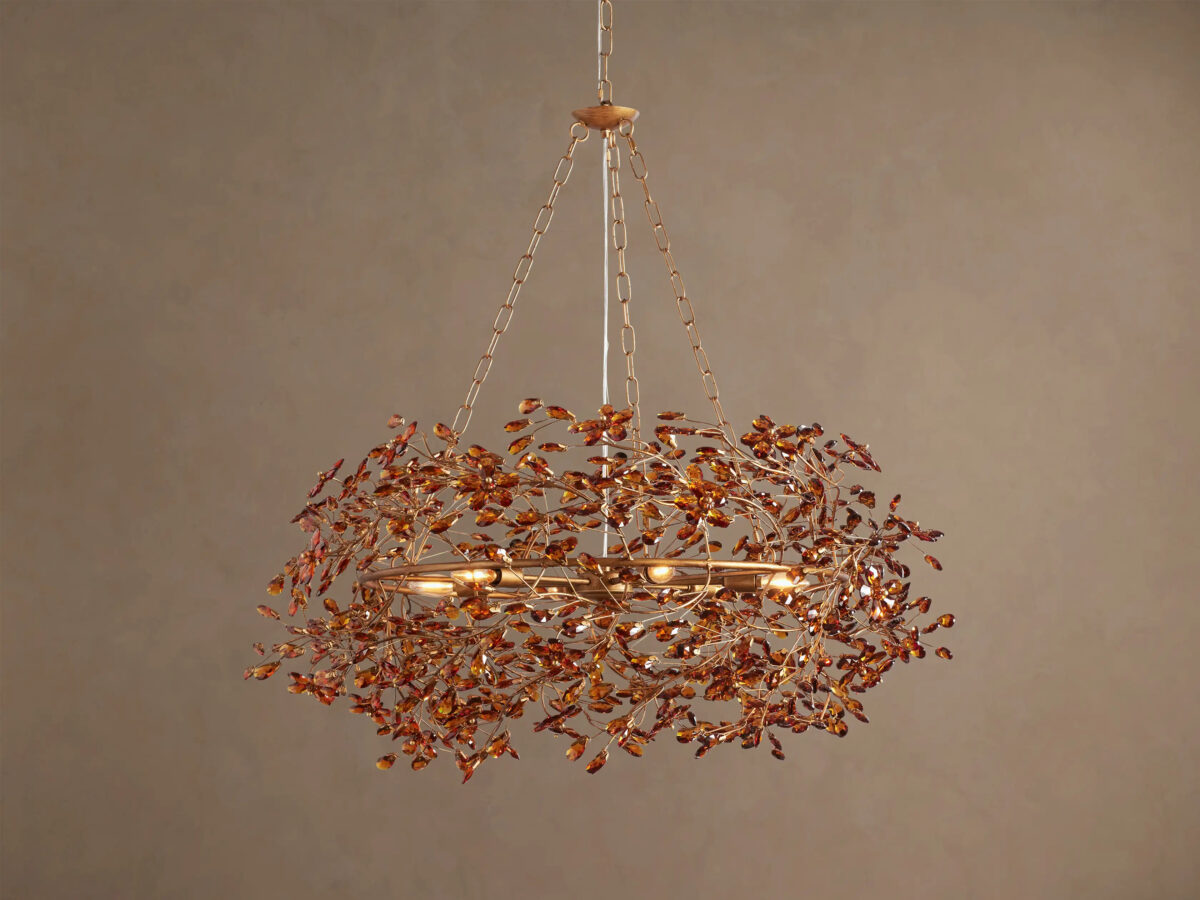 GV Fiore Crown Brass Chandelier with Amber Glass - Image 5
