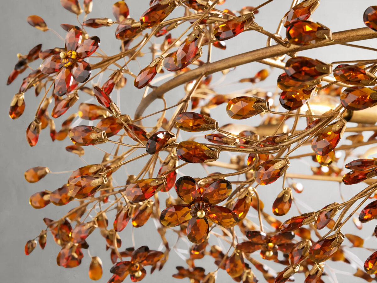 GV Fiore Crown Brass Chandelier with Amber Glass - Image 3