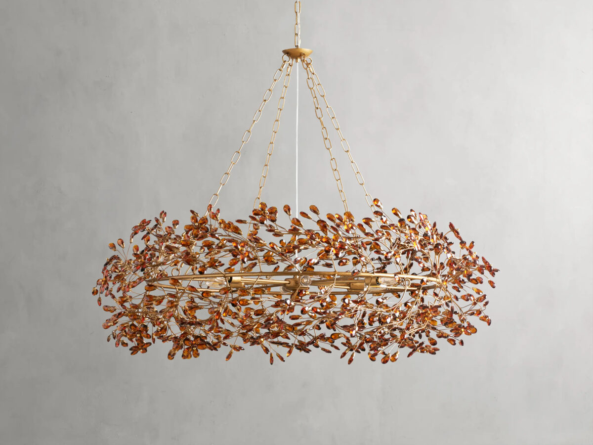 GV Fiore Crown Brass Chandelier with Amber Glass - Image 2