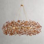 GV Fiore Crown Brass Chandelier with Amber Glass