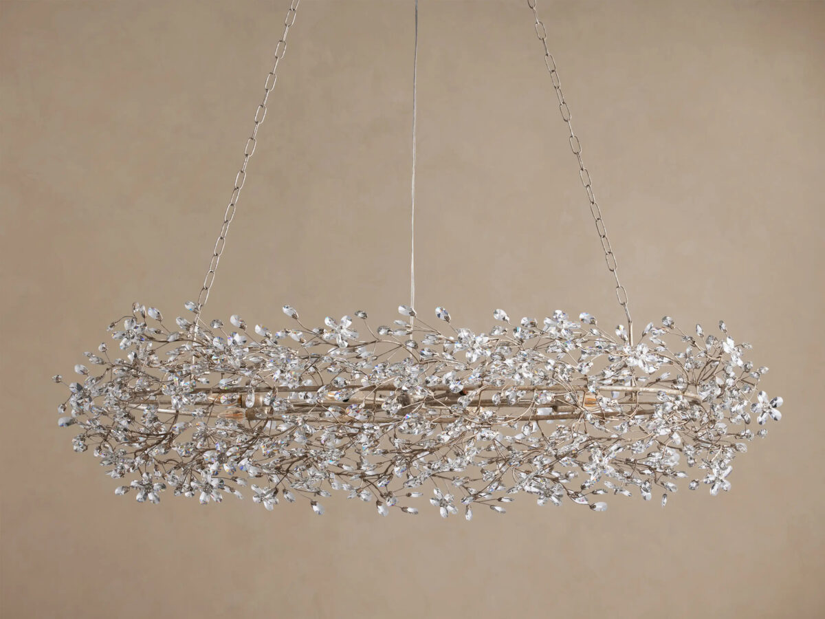 GV Fiore Iron Oval Chandelier with Crystal Floral Details - Image 13