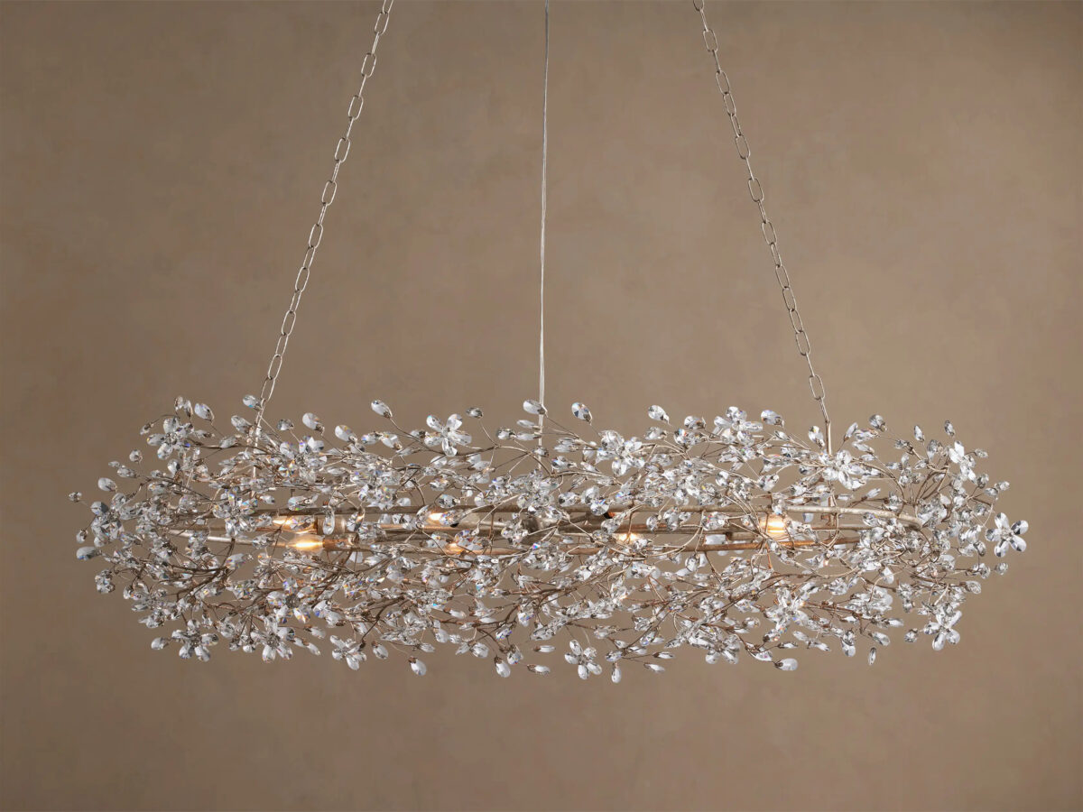 GV Fiore Iron Oval Chandelier with Crystal Floral Details - Image 12