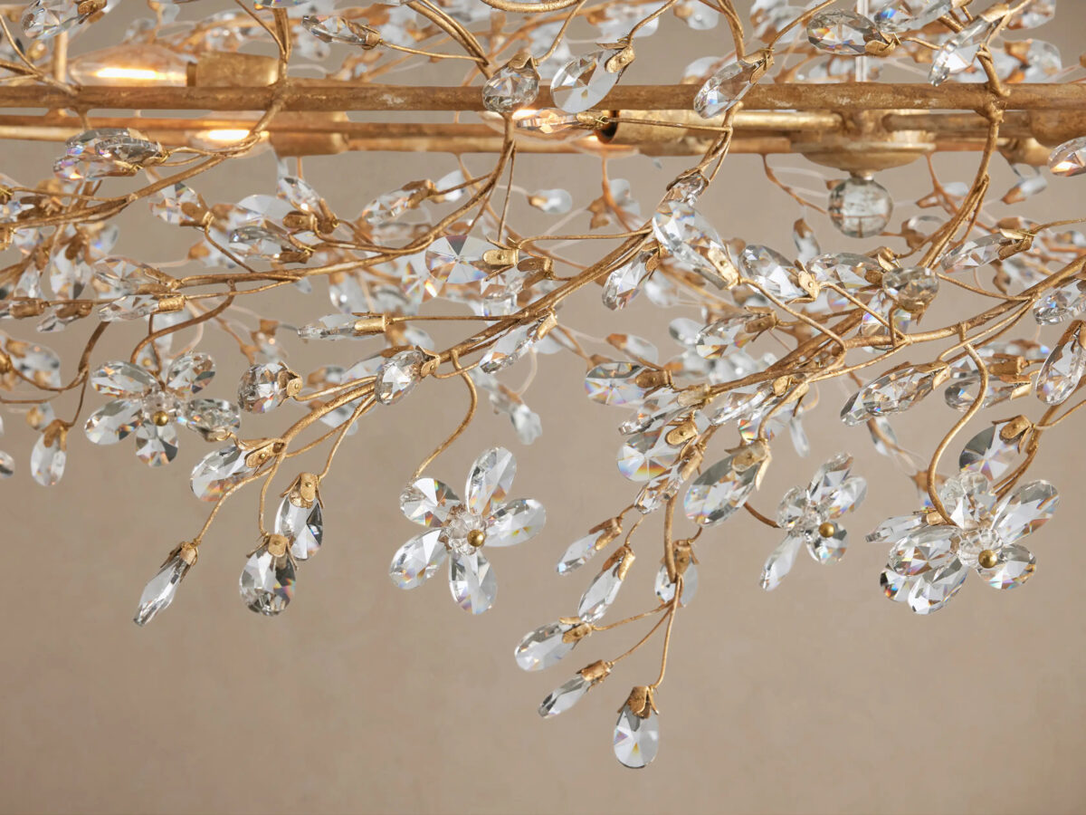GV Fiore Iron Oval Chandelier with Crystal Floral Details - Image 7