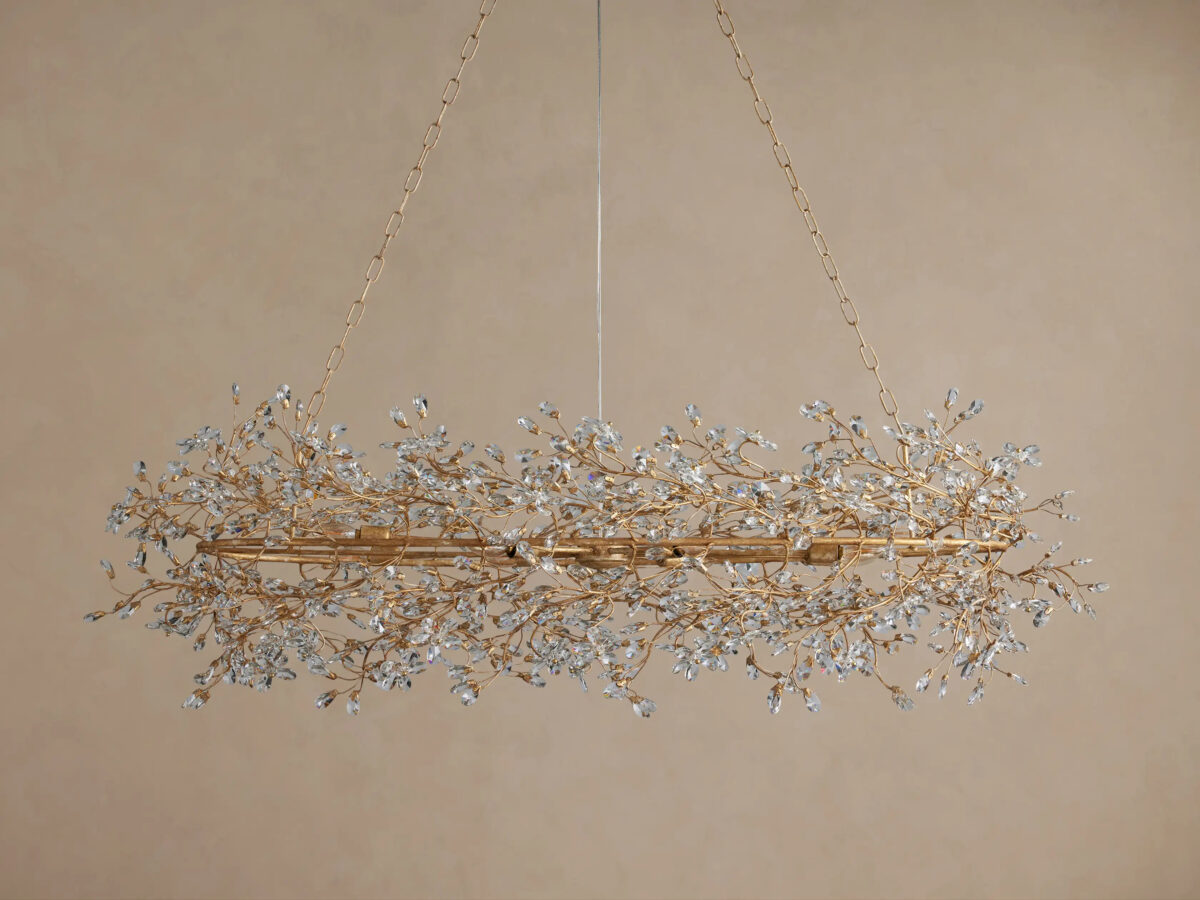 GV Fiore Iron Oval Chandelier with Crystal Floral Details - Image 6