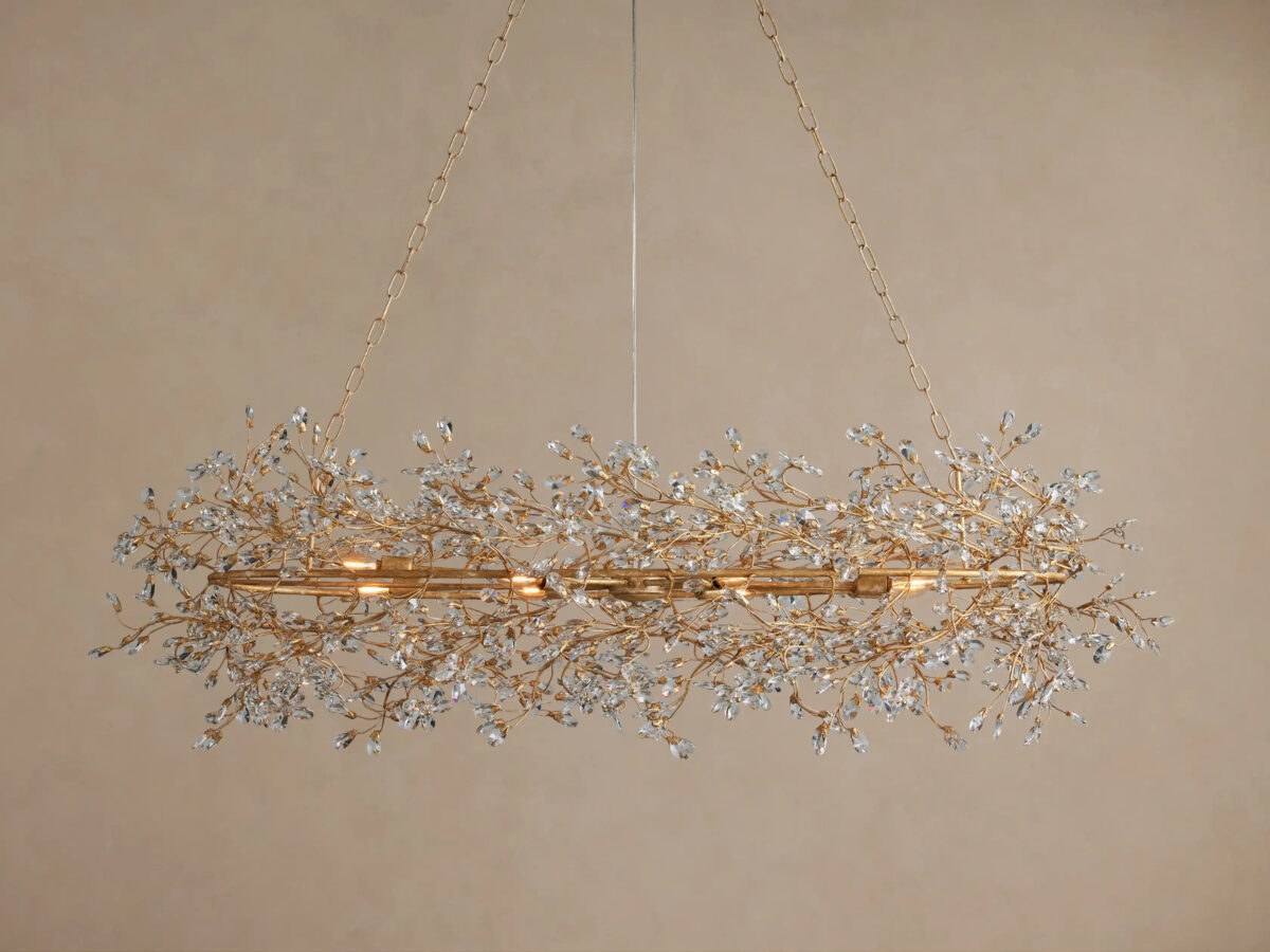 GV Fiore Iron Oval Chandelier with Crystal Floral Details - Image 5