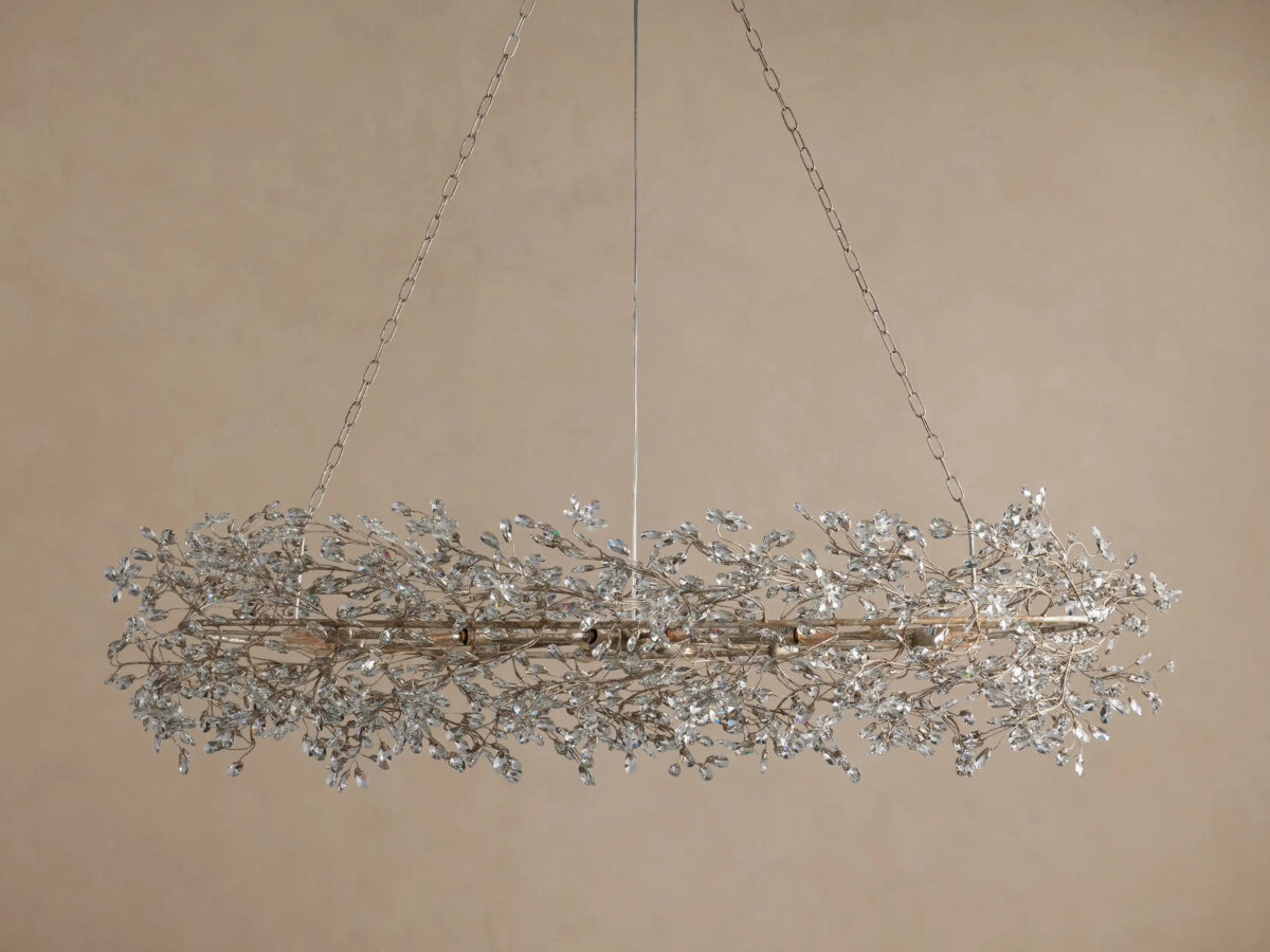 GV Fiore Iron Oval Chandelier with Crystal Floral Details - Image 10