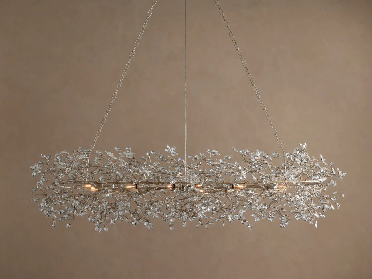 GV Fiore Iron Oval Chandelier with Crystal Floral Details - Image 9