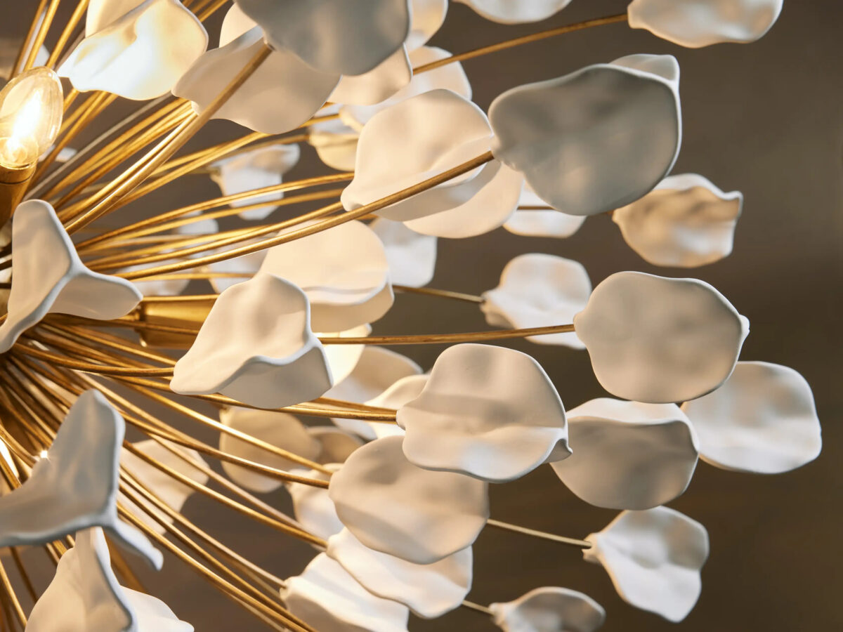 GV Lunaria Ceramic Chandelier in Brass and Ivory - Image 3