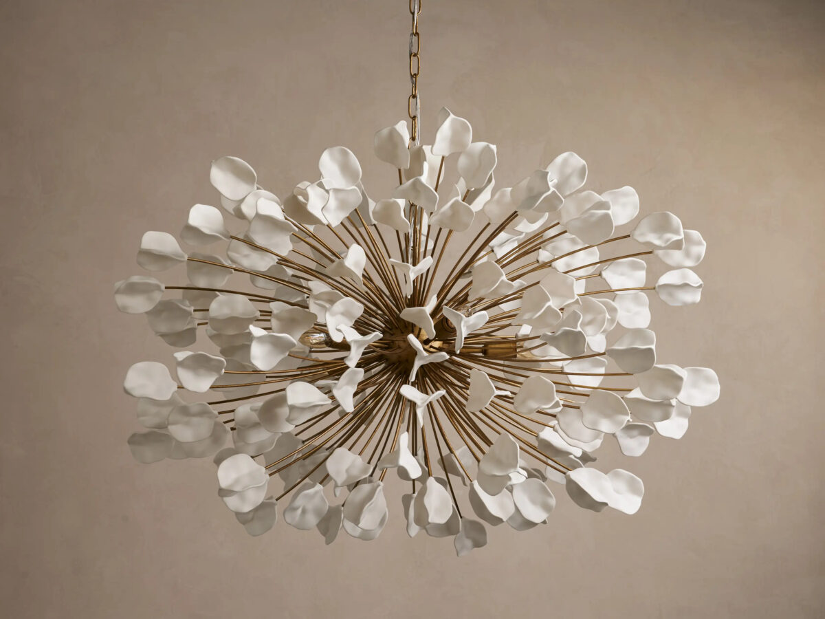 GV Lunaria Ceramic Chandelier in Brass and Ivory - Image 2