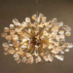 GV Lunaria Ceramic Chandelier in Brass and Ivory