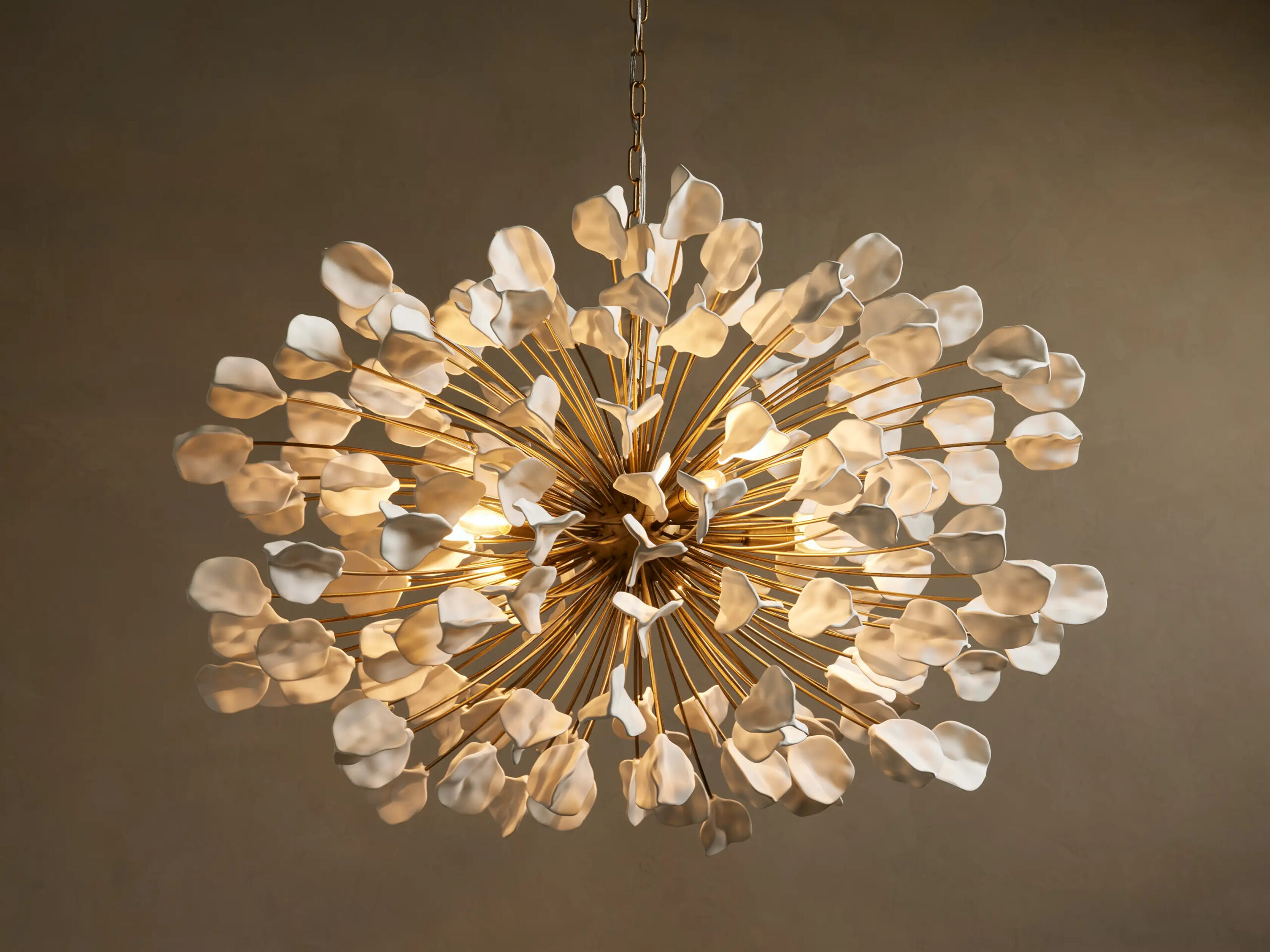 66636H732_E250505 GV Lunaria Ceramic Chandelier in Brass and Ivory - Image 1