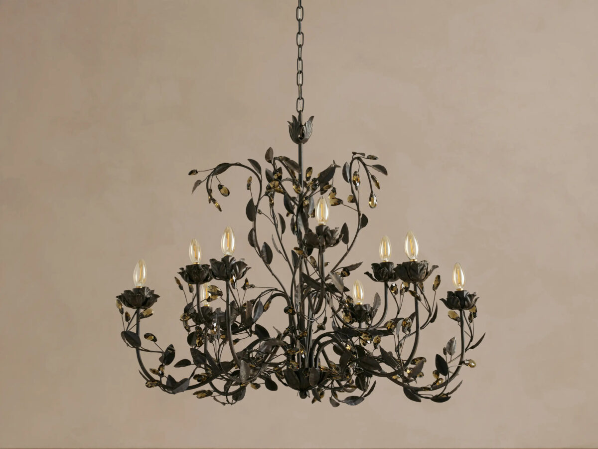 GV Iron Leaf Chandelier in Bronze 36 Inch - Image 3