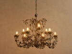 GV Iron Leaf Chandelier in Bronze 36 Inch