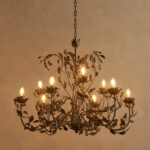 GV Iron Leaf Chandelier in Bronze 36 Inch
