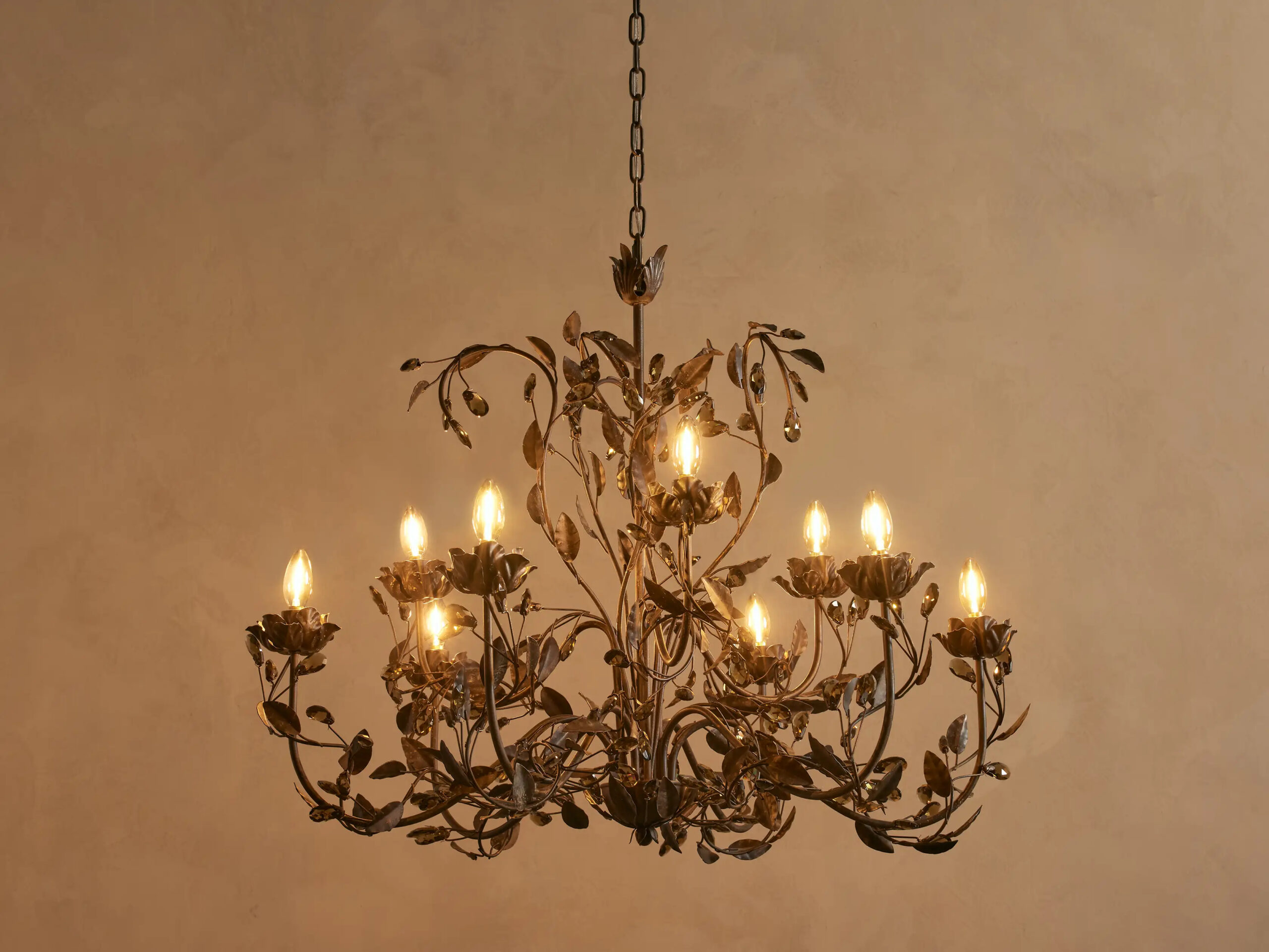66636H743_L250909 GV Iron Leaf Chandelier in Bronze 36 Inch - Image 1