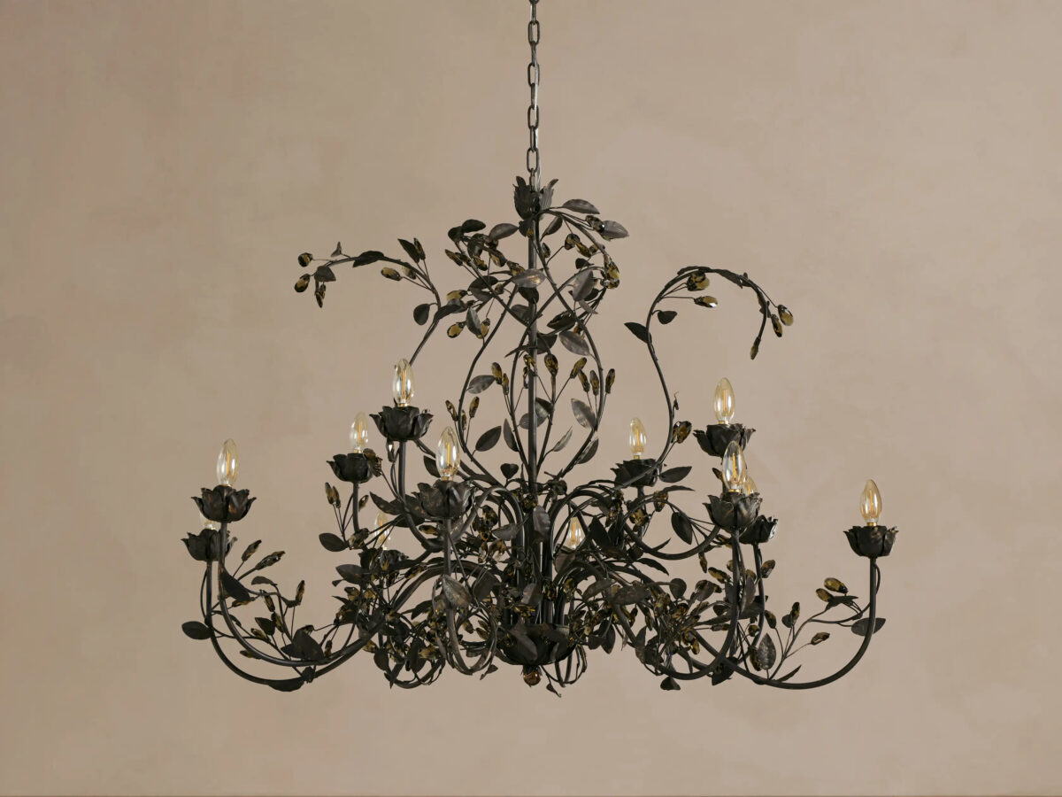 GV Iron Leaf Chandelier in Bronze 36 Inch - Image 9