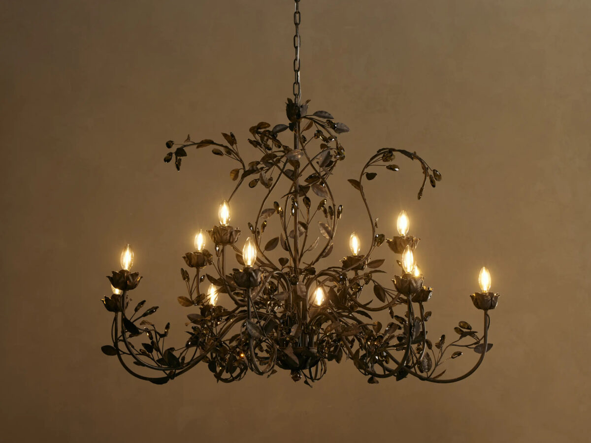 GV Iron Leaf Chandelier in Bronze 36 Inch - Image 7