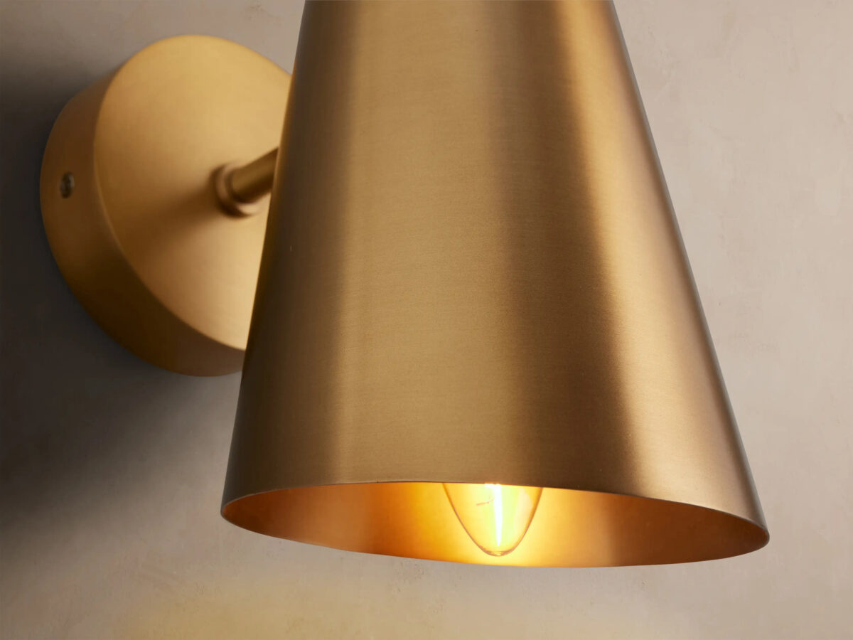 GV Brass Wall Sconce with Conical Shade - Image 3