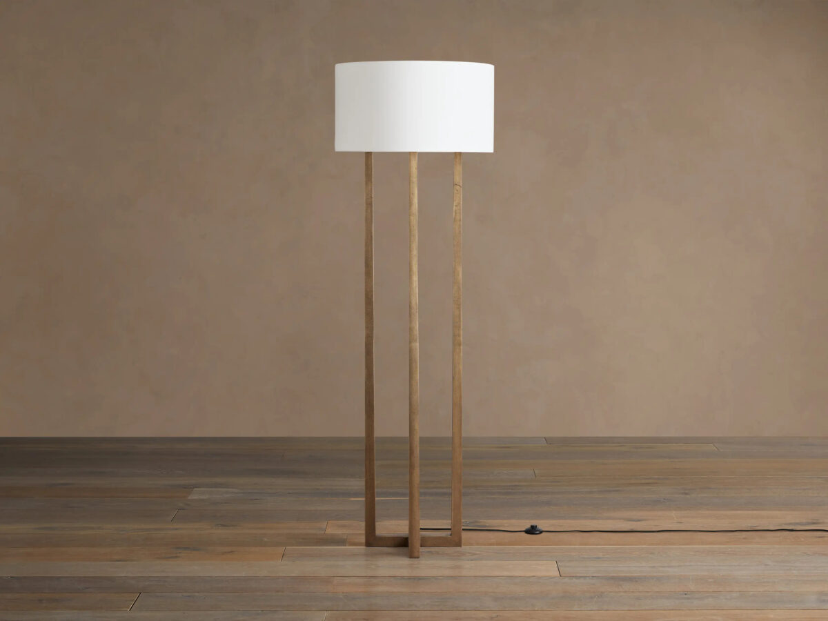 GV Emmet Brass Floor Lamp with Linen Shade - Image 3