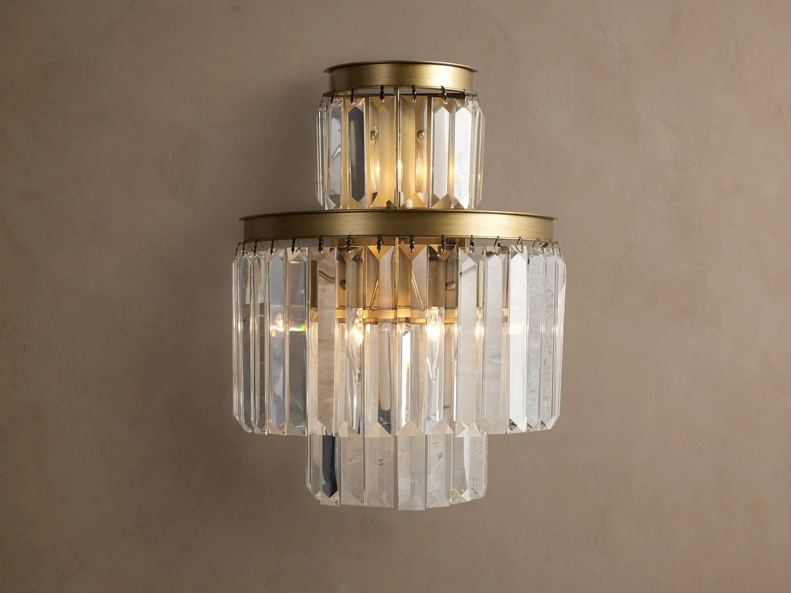 760LEYSCNE_L260112 GV Leyland Deco Crystal Sconce in Brass - Image 1
