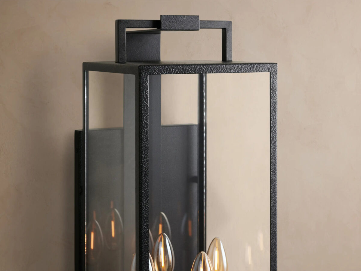 GV 29 Inch Iron Outdoor Sconce with Clear Glass - Image 3