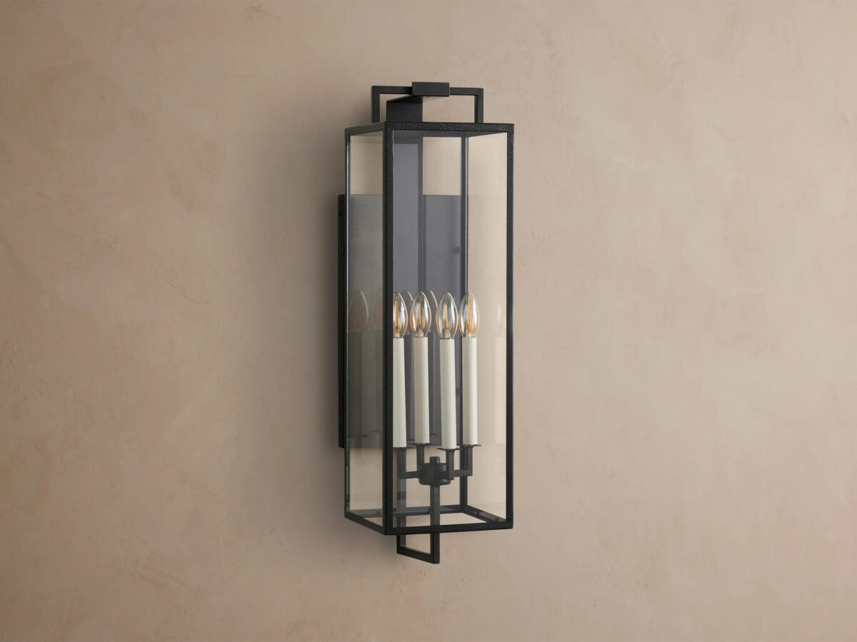GV 29 Inch Iron Outdoor Sconce with Clear Glass - Image 2