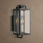 GV Iron Outdoor Sconce 12 Inch Black Glass Lantern