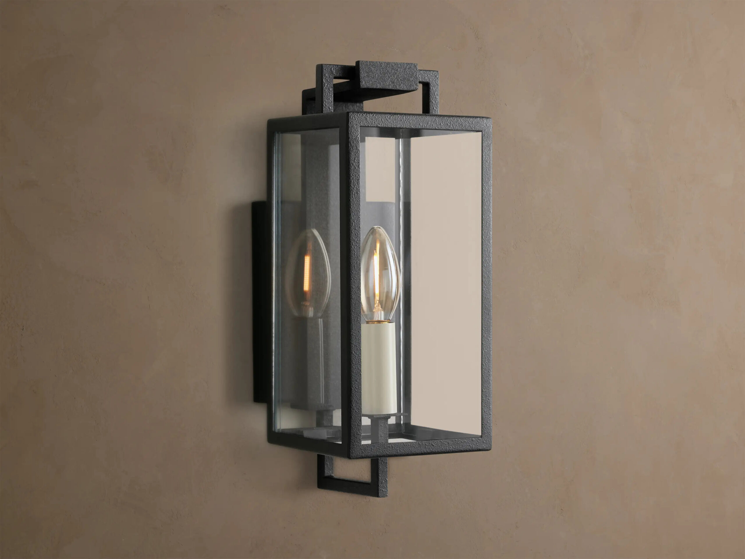 7910121H205_CXU260113 GV Iron Outdoor Sconce 12 Inch Black Glass Lantern - Image 1