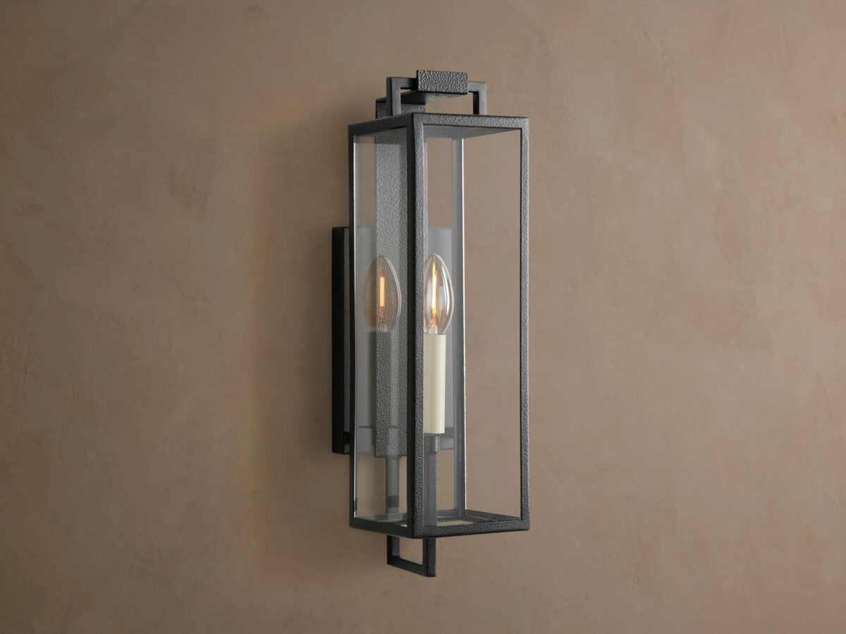 GV Iron Outdoor Sconce 12 Inch Black Glass Lantern - Image 4