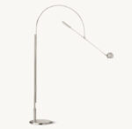 Sleek modern floor lamp with adjustable arm and metallic finish.